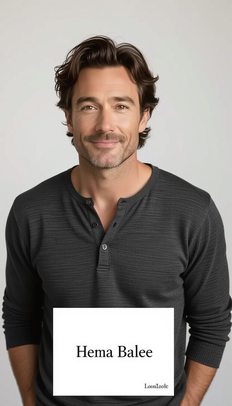 Welcoming Man with Hazel Eyes in Earthy Tones