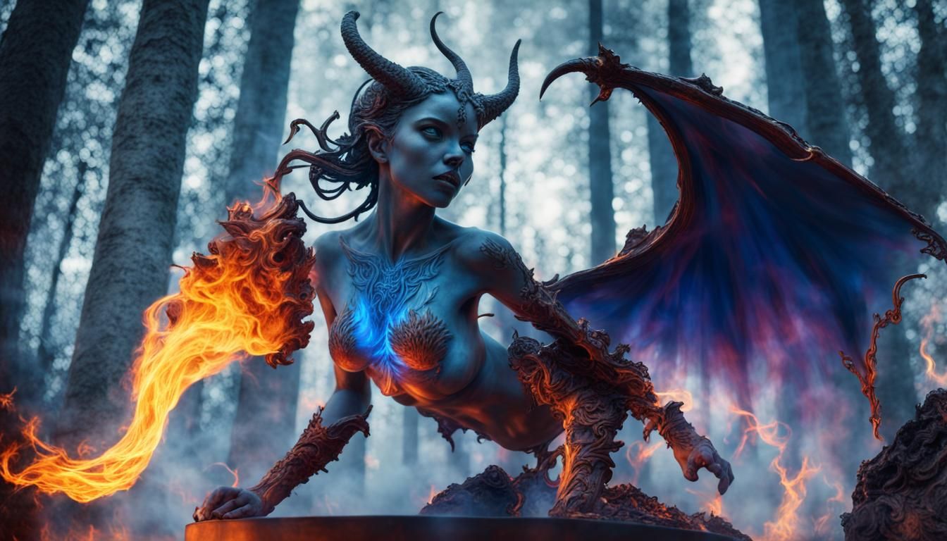 Female demon, transforming from Dragon-form