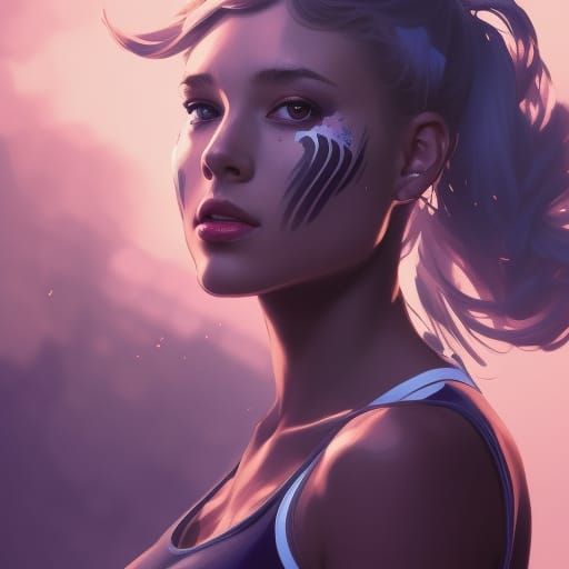 Detailed Cheerleader Portrait in Digital Art Style