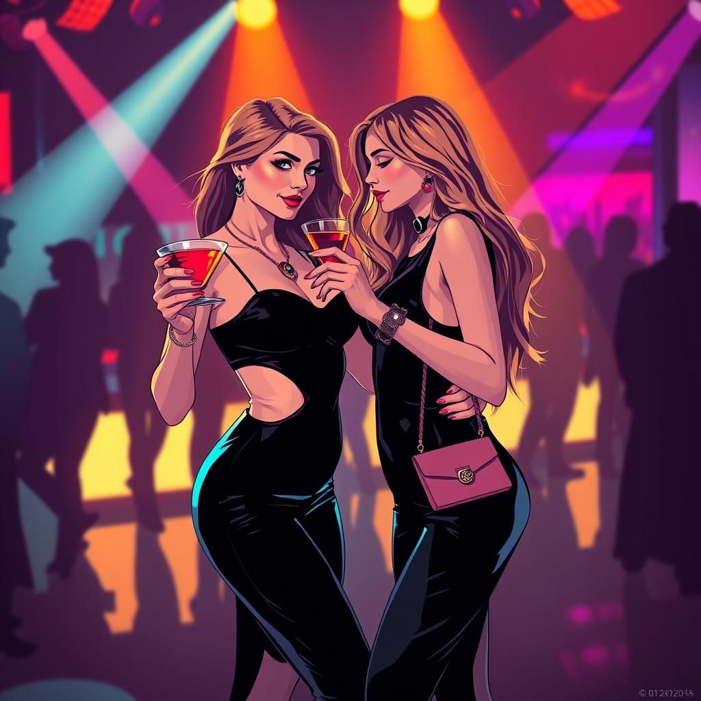 Women Dancing in Club, Pop Art Screen Print