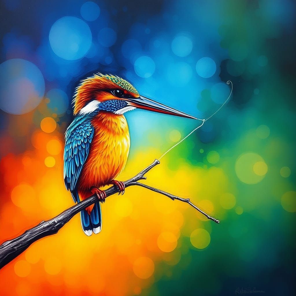 Kingfisher Fishing: Alcohol Ink Nature Art