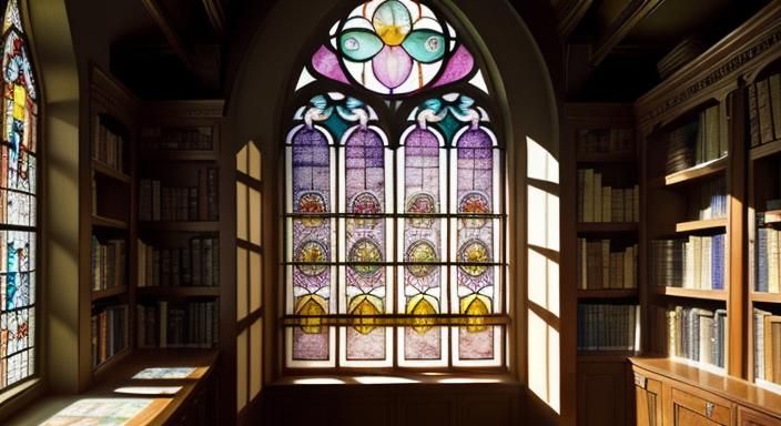 Stained Glass Window in Cozy Book Nook