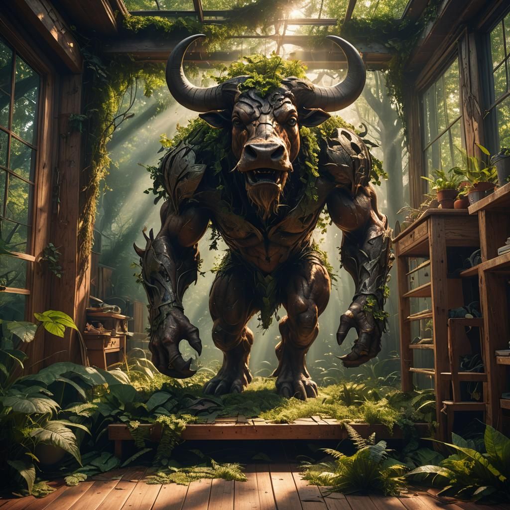 Minotaur in Mythical Forest Bedroom Portal
