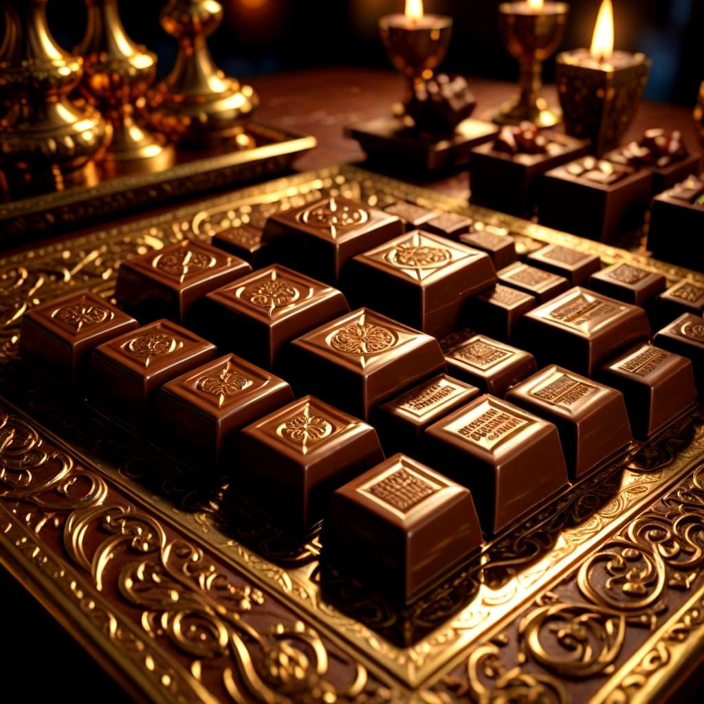 Delicious Chocolate Squares in a Fantastical Matte Painting