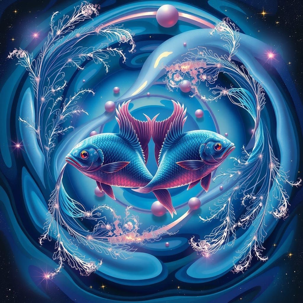 Majestic Pisces Fish in Cosmic Oceanic Scene
