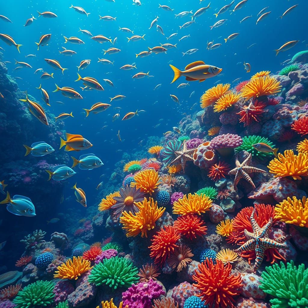 Vibrant Coral Reef in Deep Fantasy Art
