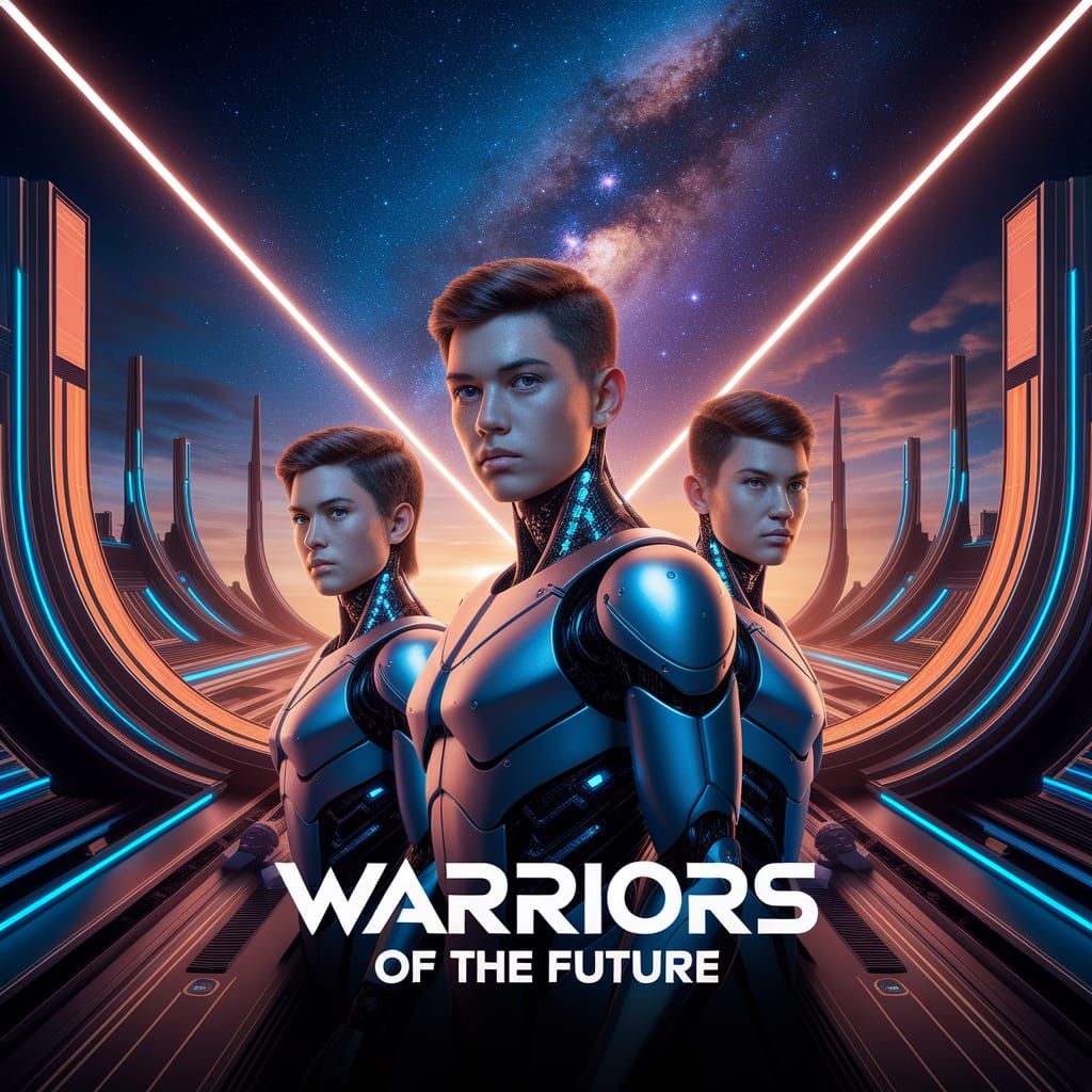 Futuristic Warriors Merged with Robots Movie Poster