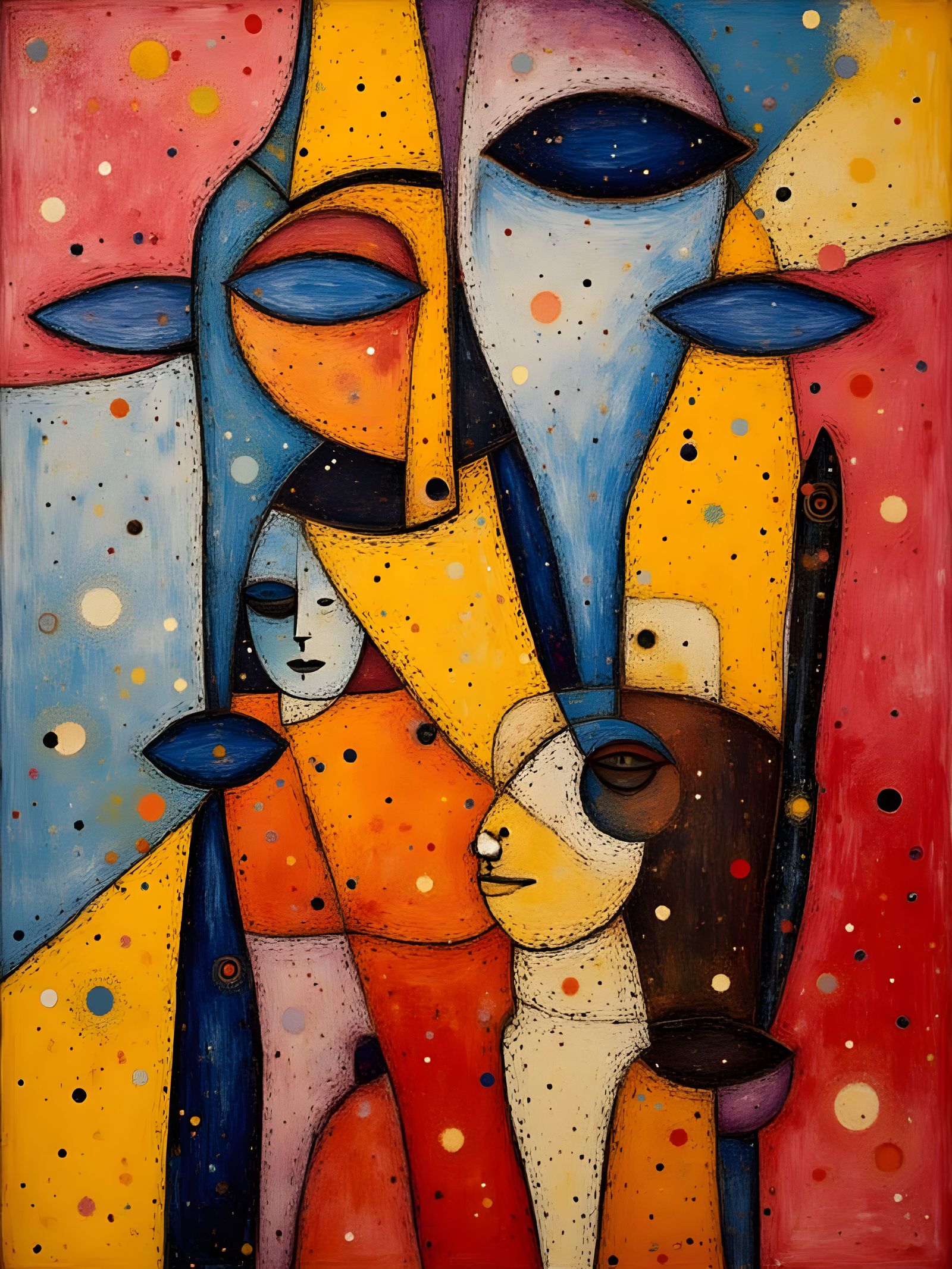 Abstract Impasto Painting with Primary Colors