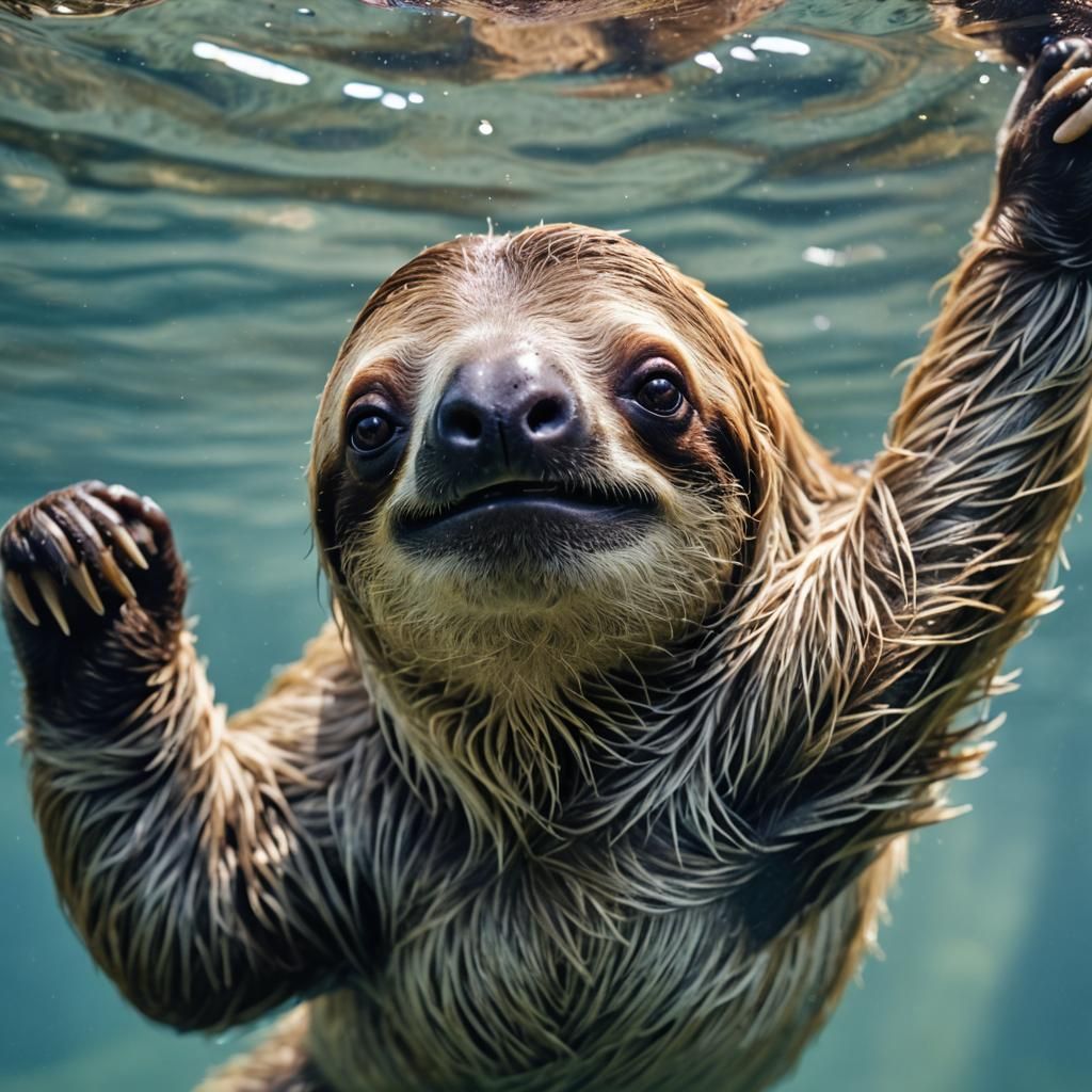 Underwater Sloth in Soft Pastel Colors