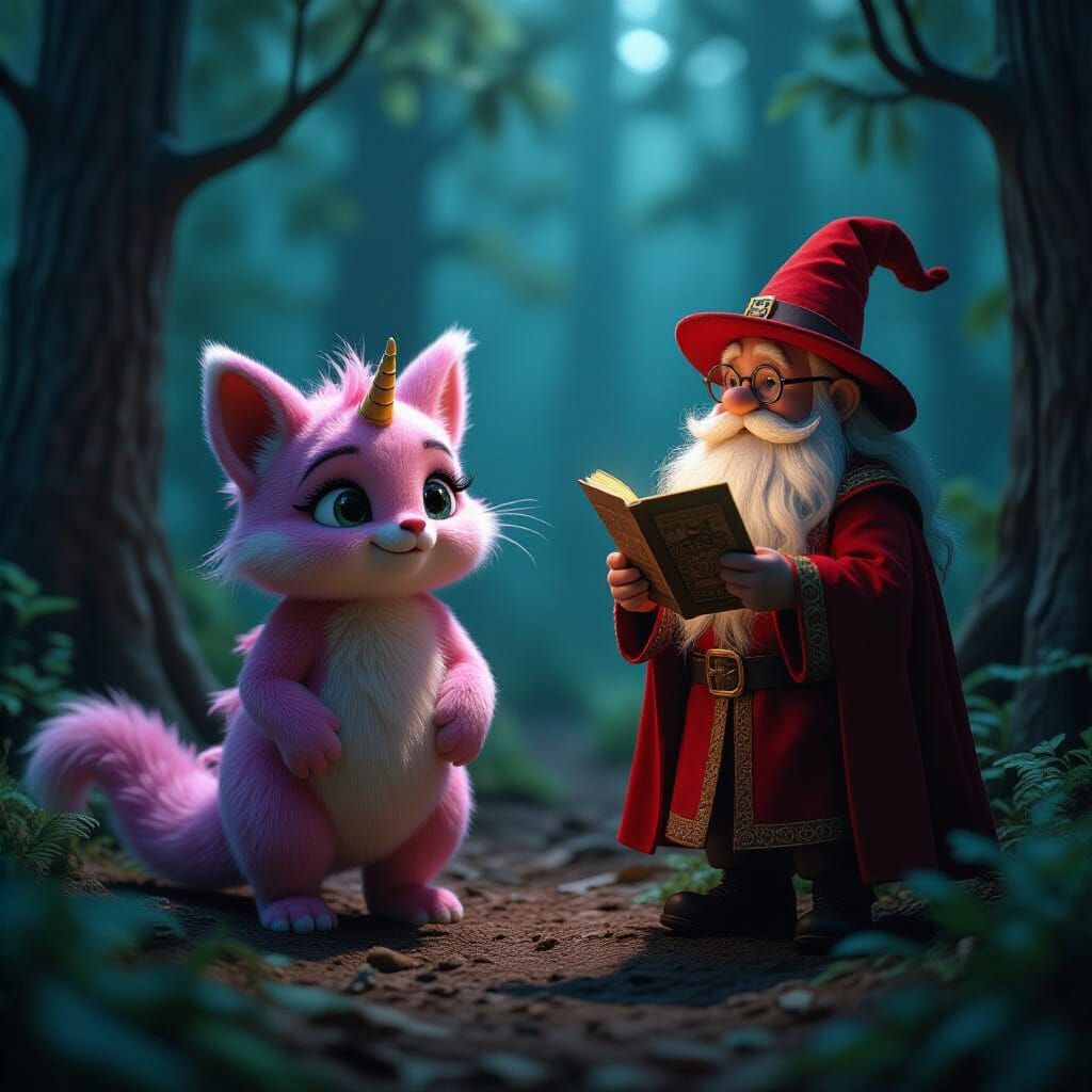 Colorful Dragoness and Spectacled Tapir in Crystal Forest