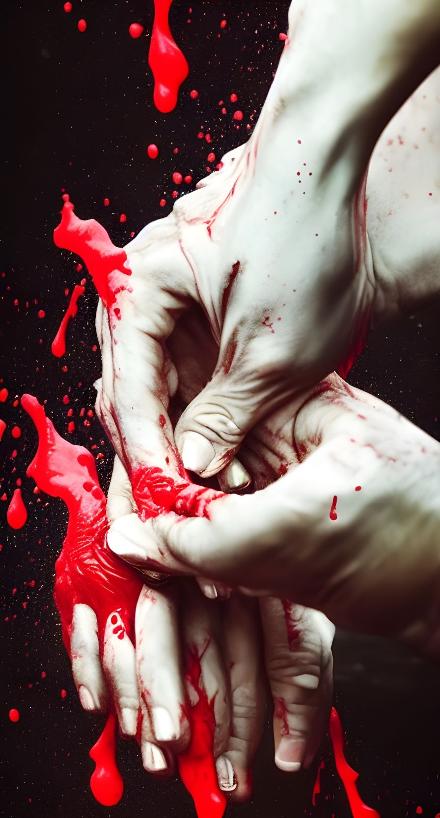 Hand Plucking Rose in Rain of Blood