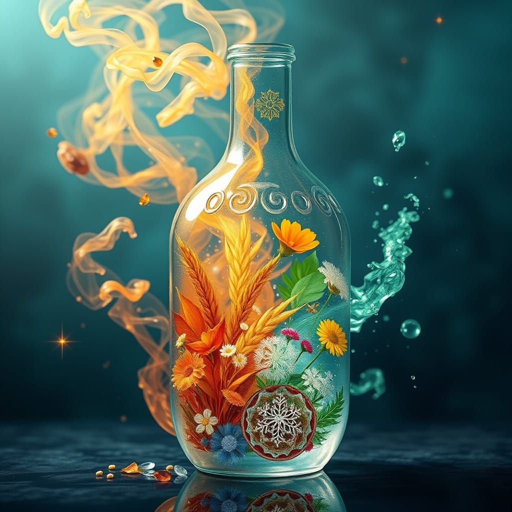 Mythic Seasons in a Glowing Vessel