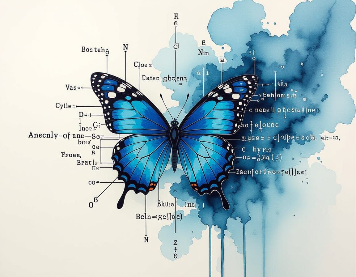 Blue Butterfly Glitchcore Circuit Diagram Art