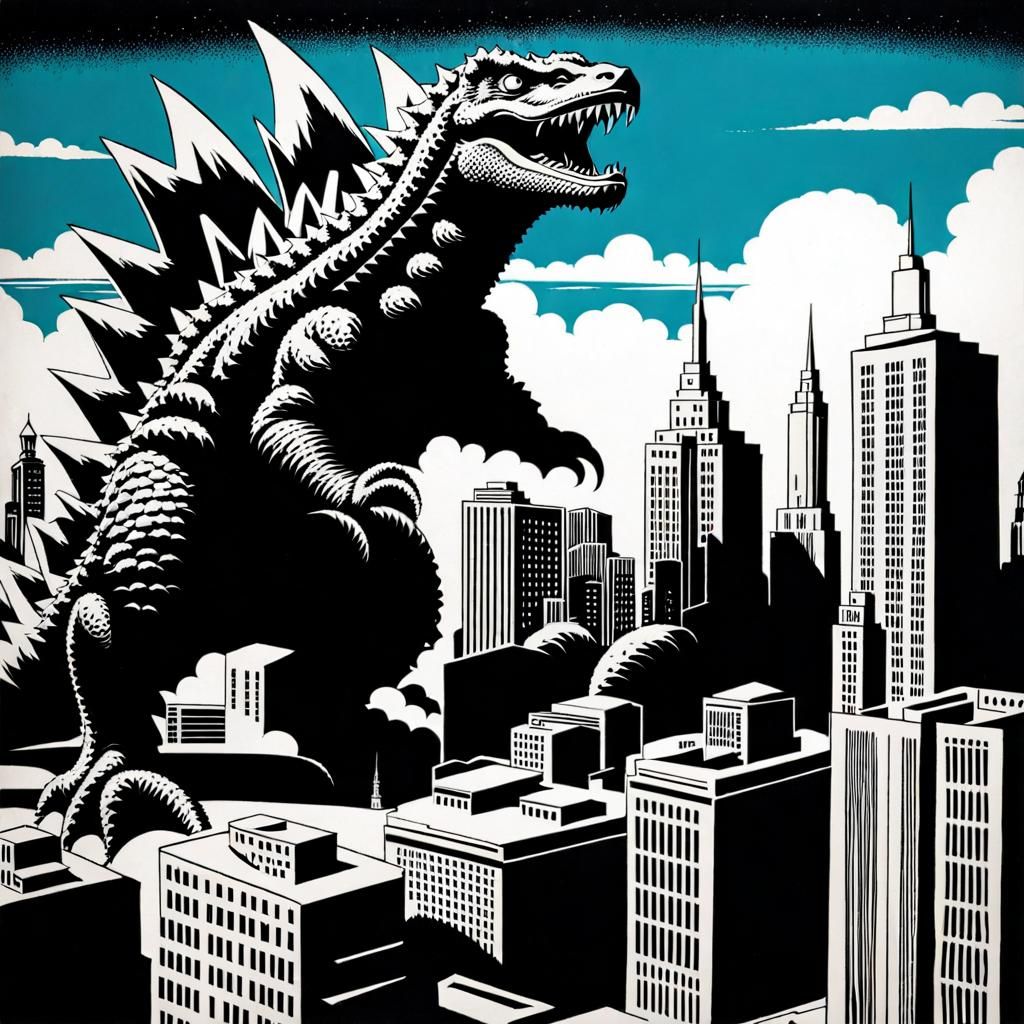 Baby Godzilla Destroys Los Angeles: 1950s Sci-Fi Film