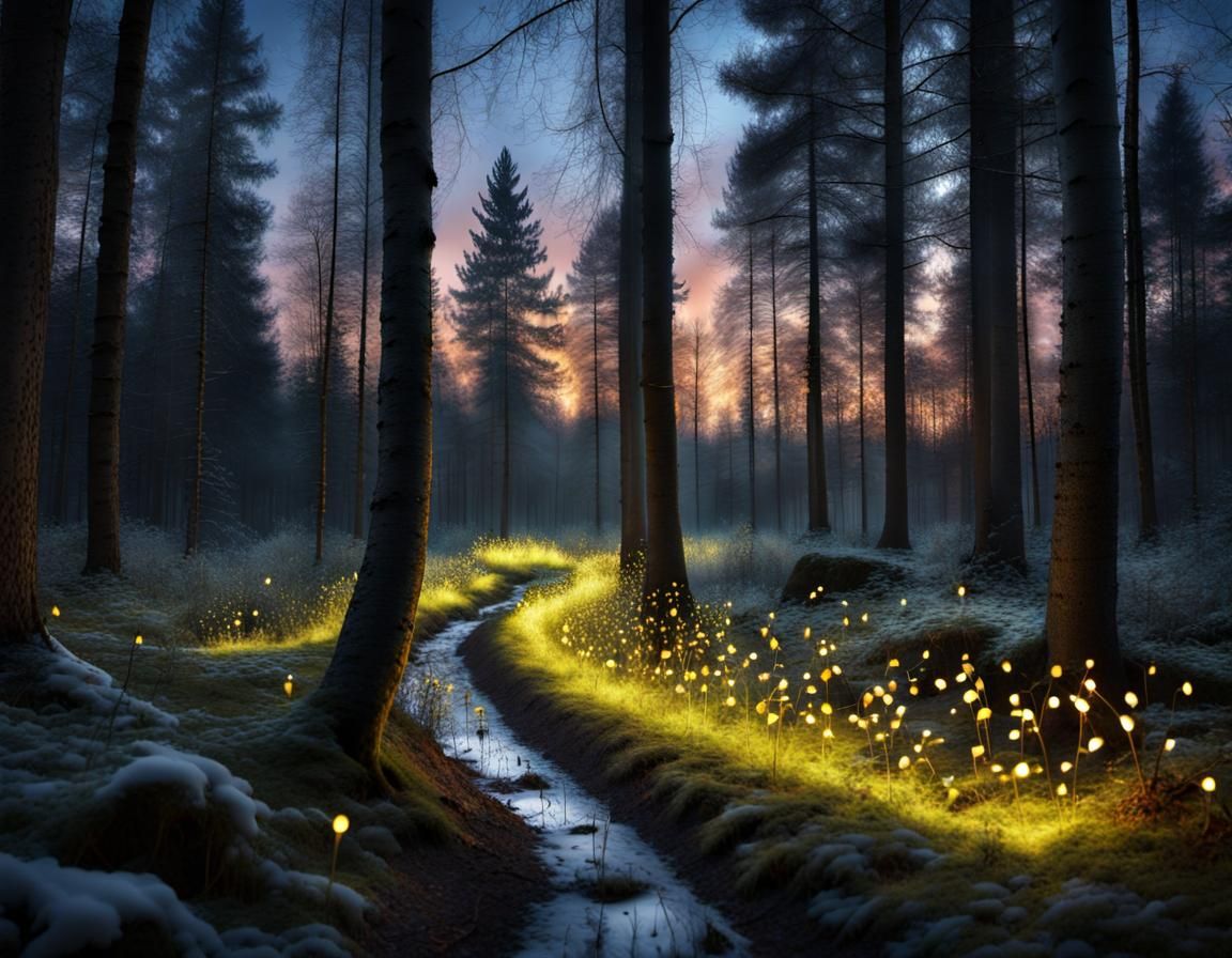 Fireflies Light Up Enchanted Scandinavian Winter Forest