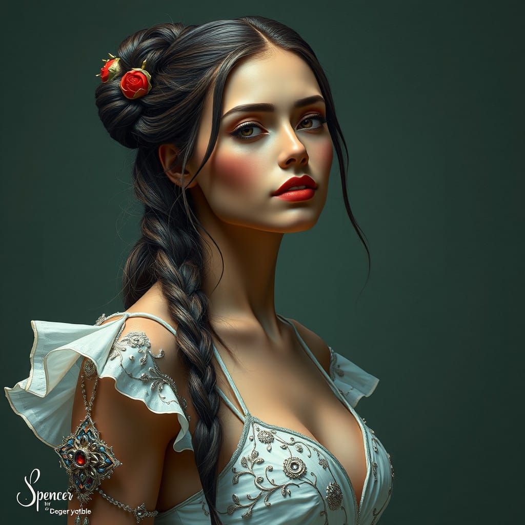 Breathtaking Young Model Exudes Seductive Charm in White Gow...