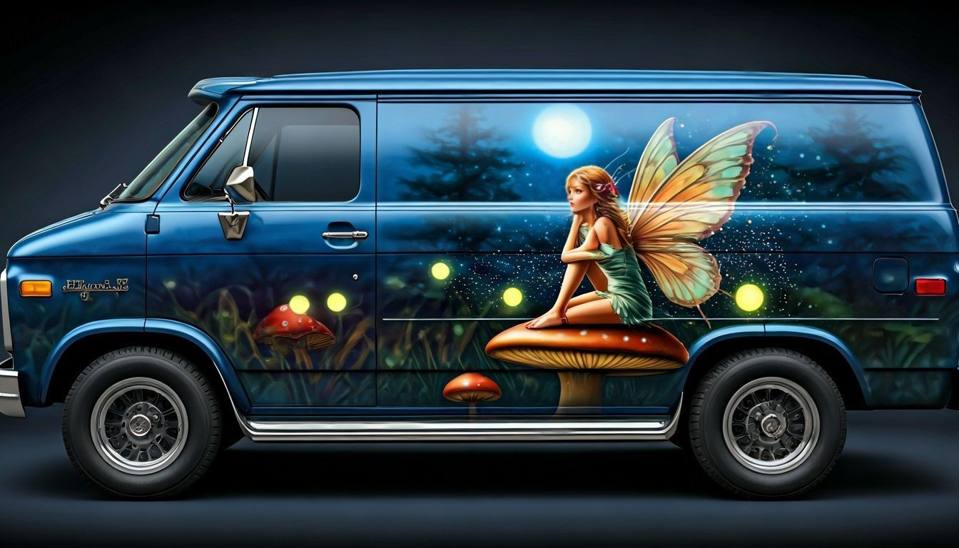 Vibrant 80s Airbrushed Chevrolet Van Art