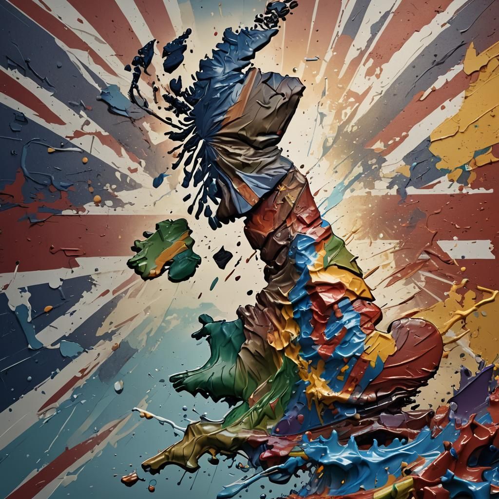 Hyperrealistic United Kingdom of Great Britain Splash Art