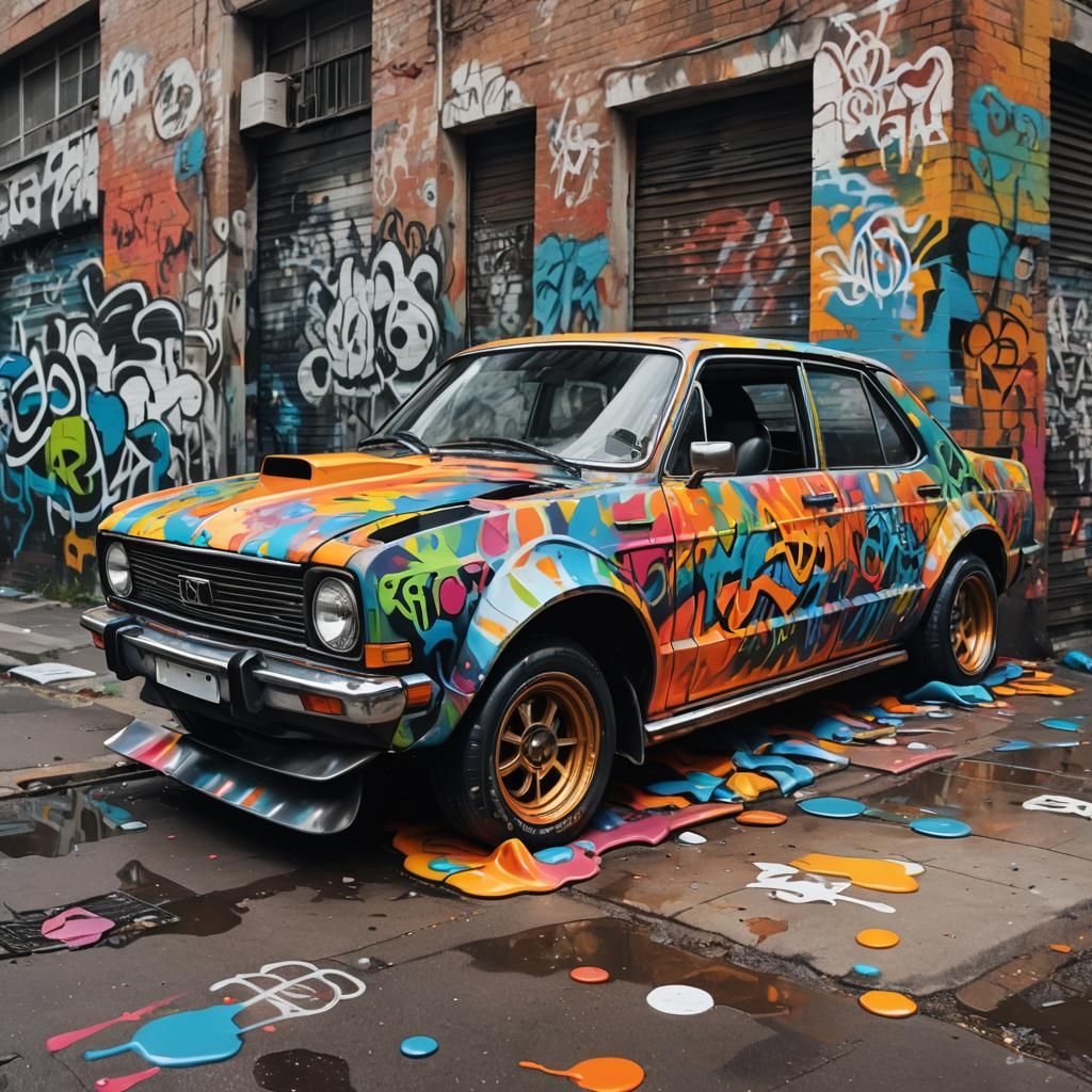 Graffiti Car in Splash Art Street Style