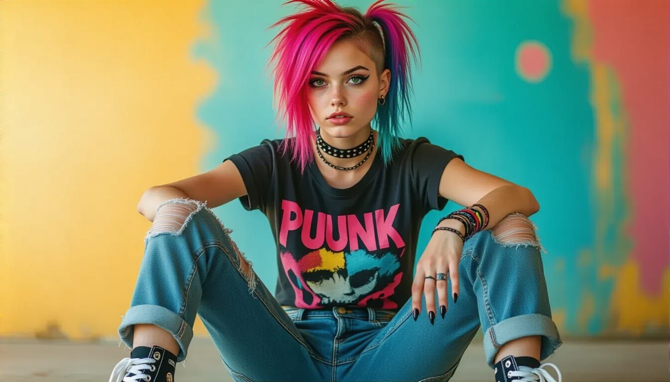 Punk Girl with Asymmetrical Hair in Professional Photo