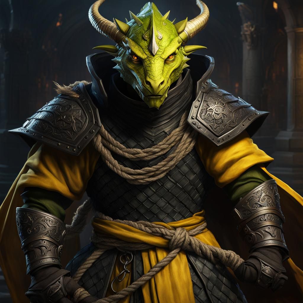 Dragonborn Monk in Dark Fantasy Concept Art