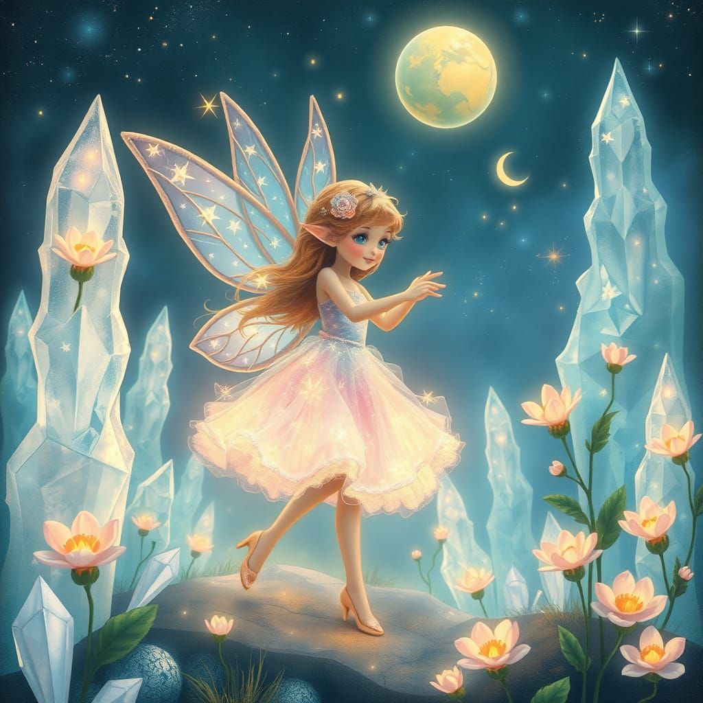 Pixie Dances in Bioluminescent Alien Forest