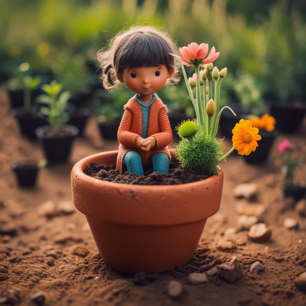 Flowers Planting Humans in Flowerpots: A Whimsical Scene