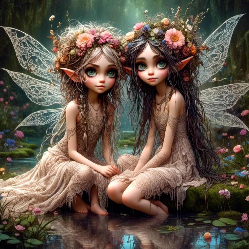 Adorable Fairy Sisters in Whimsical Fairycore Style