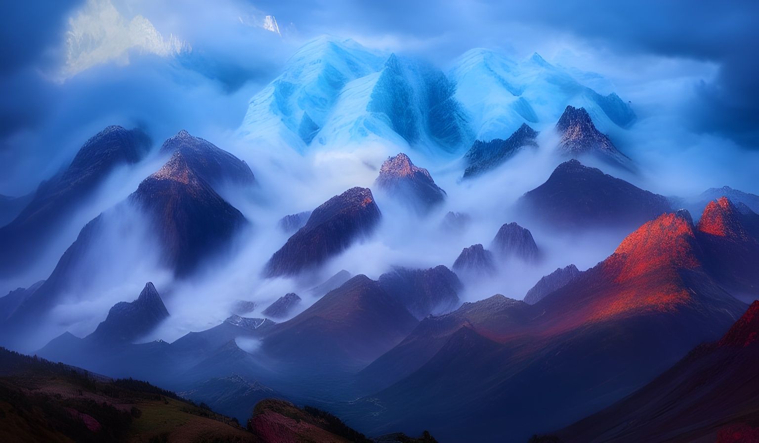 Dramatic Mountain Landscape in Summer Squall