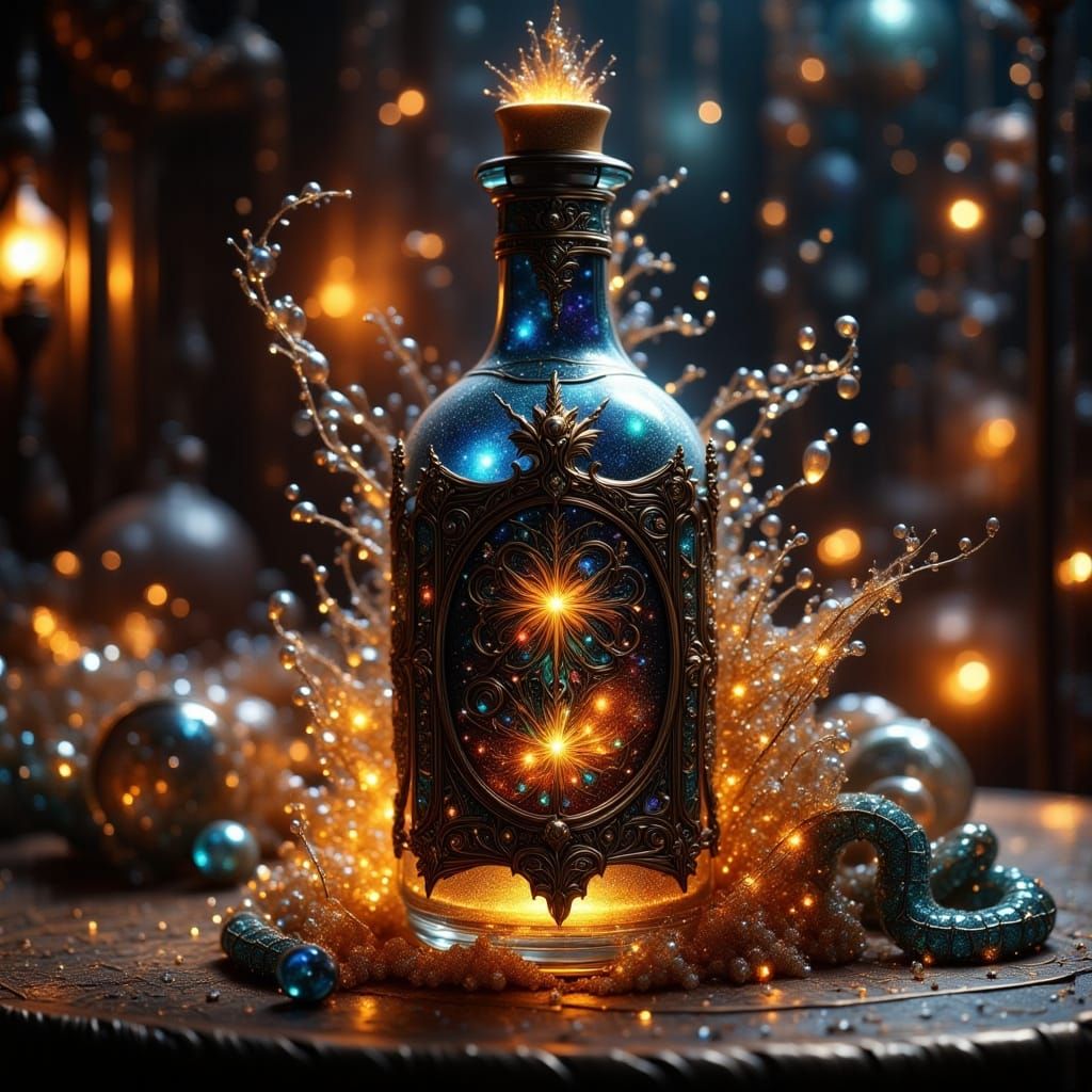 Galaxy Potion in Antique Label Bottle, Witches' Lair