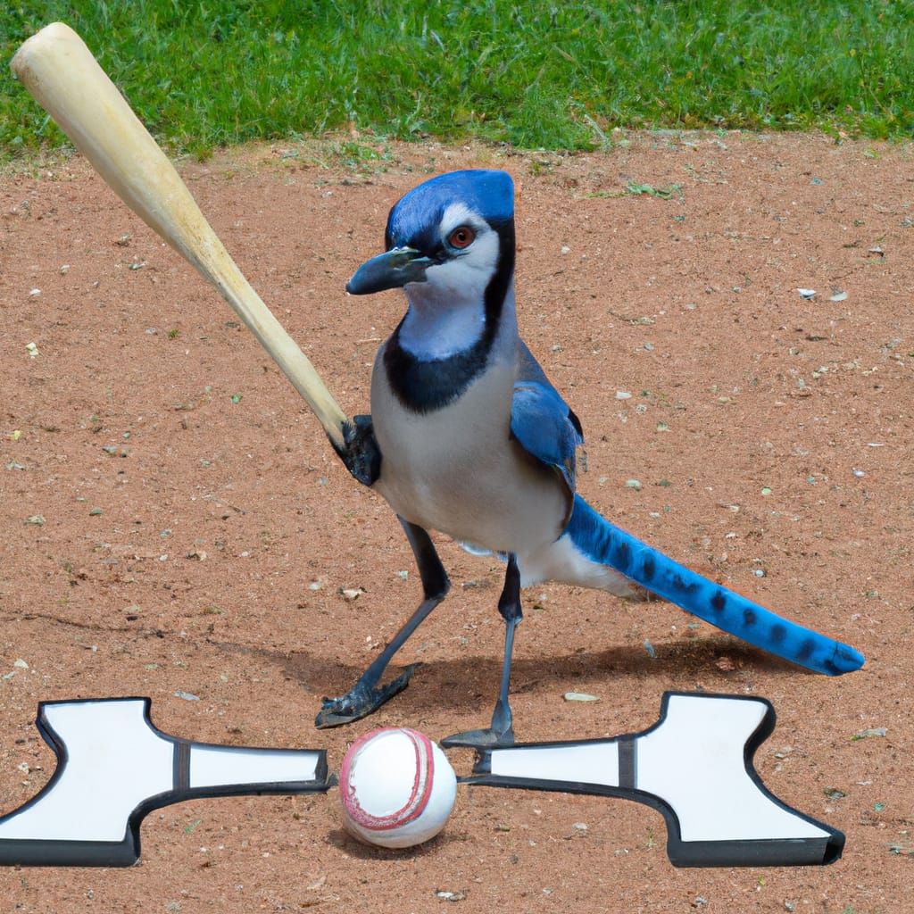 Blue Jay Ready to Bat at Home Plate