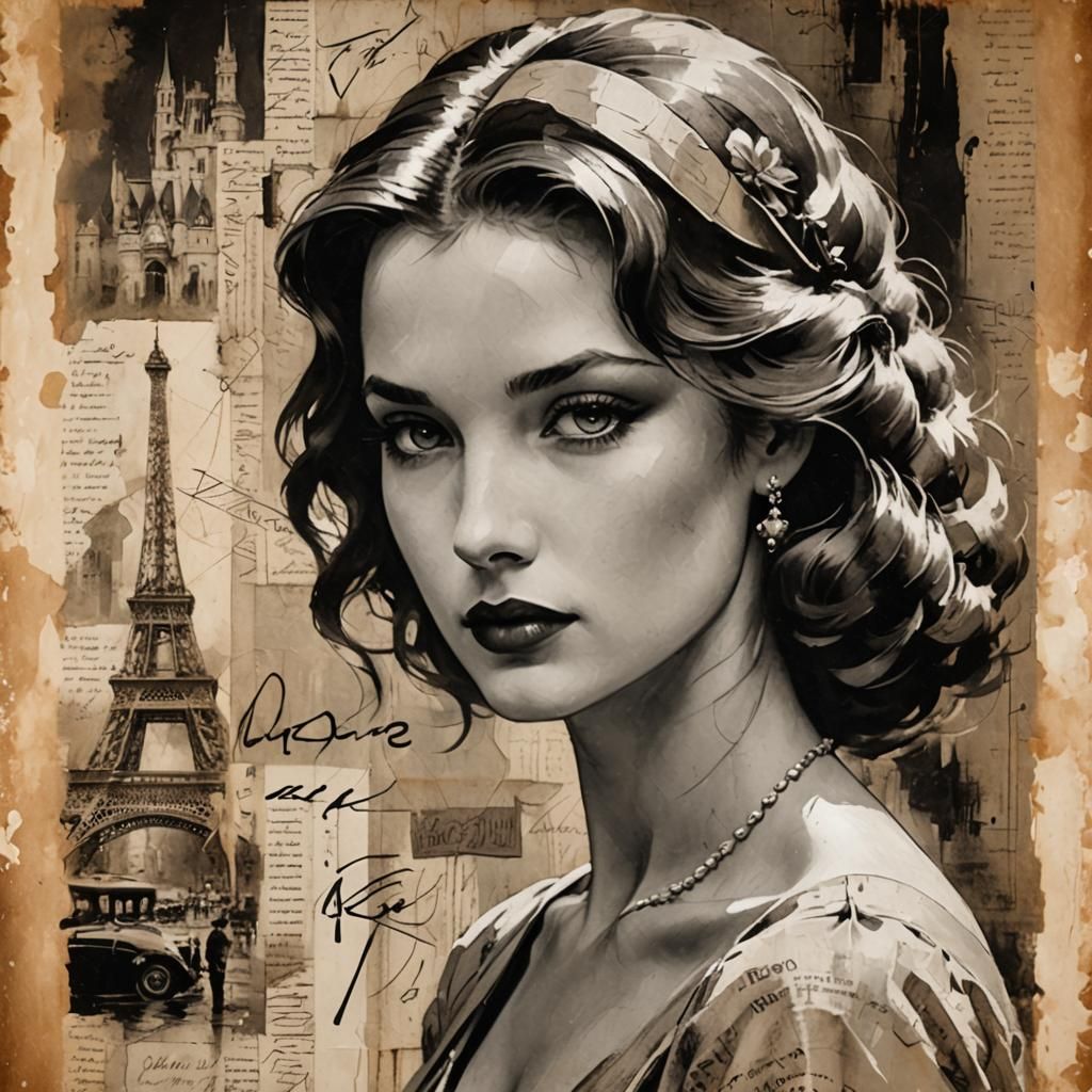 Vintage Portrait in Grisaille Style