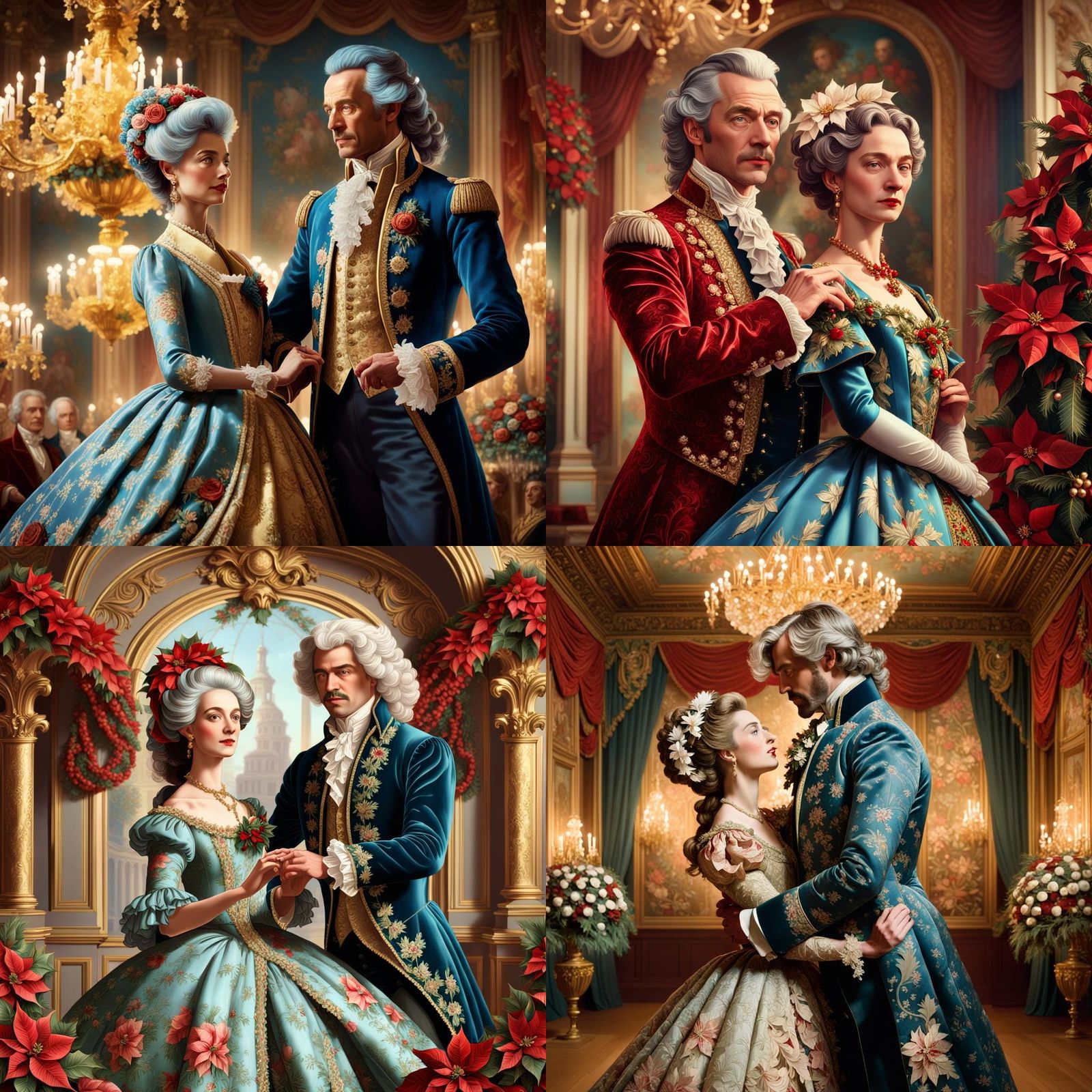 Festive 18th-Century Ballroom Dance in Hyperdetailed Style