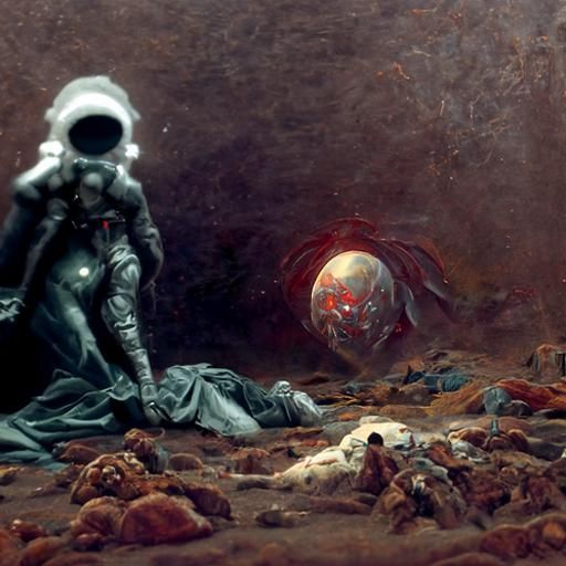 Martian Horror Landscape in Cosmic Style