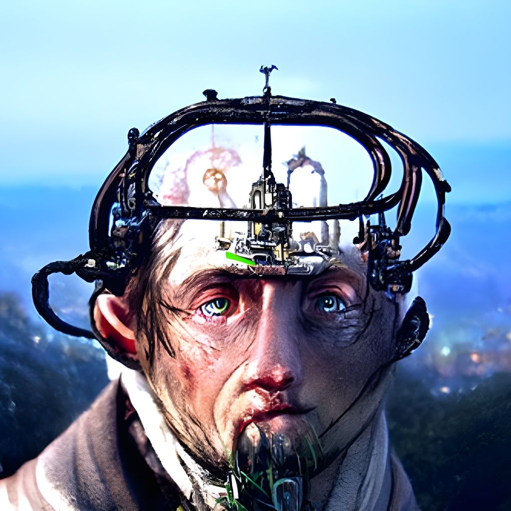 Enlightened Mechanical Brain in Cyberpunk Style