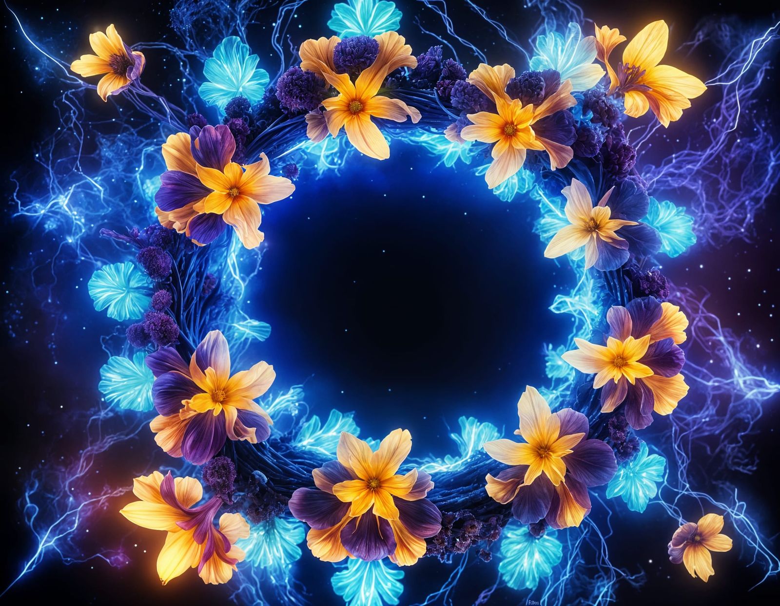 Ethereal Space Bloom in Neon Hues