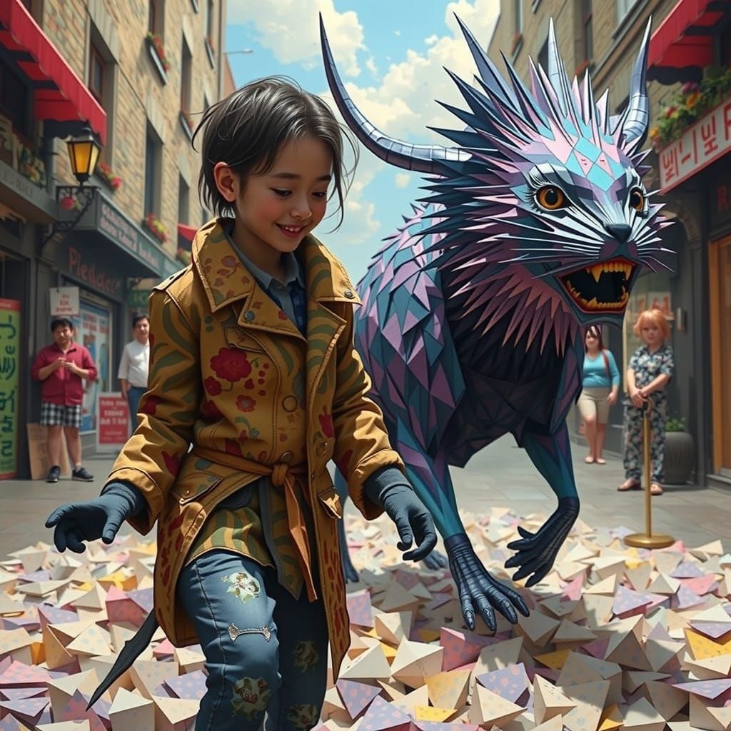 Vibrant Origami Paper Sculptures in Playful Style