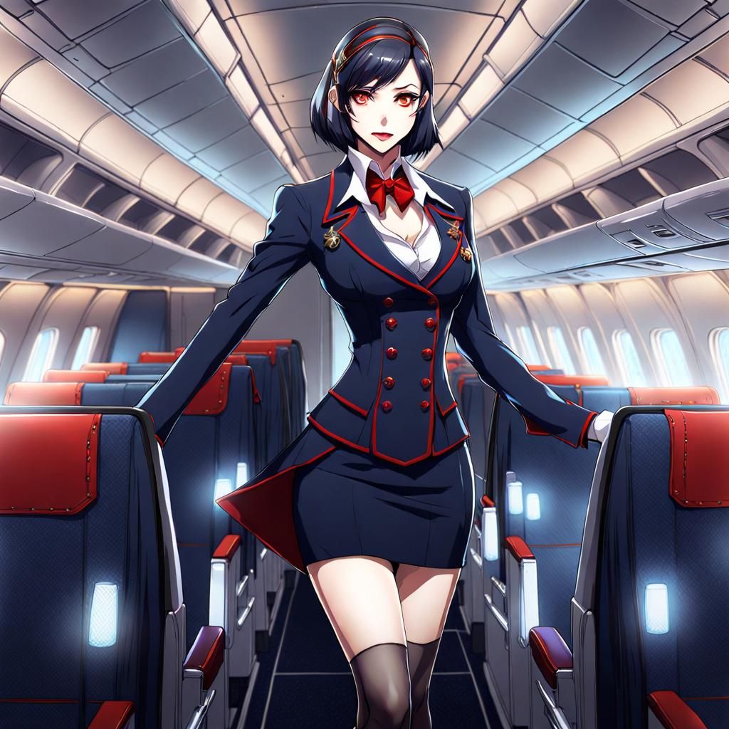 Anime Vampire Flight Attendant in Manga Style
