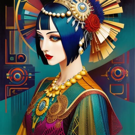 Elegant 1920s Art Deco Fashion Illustration