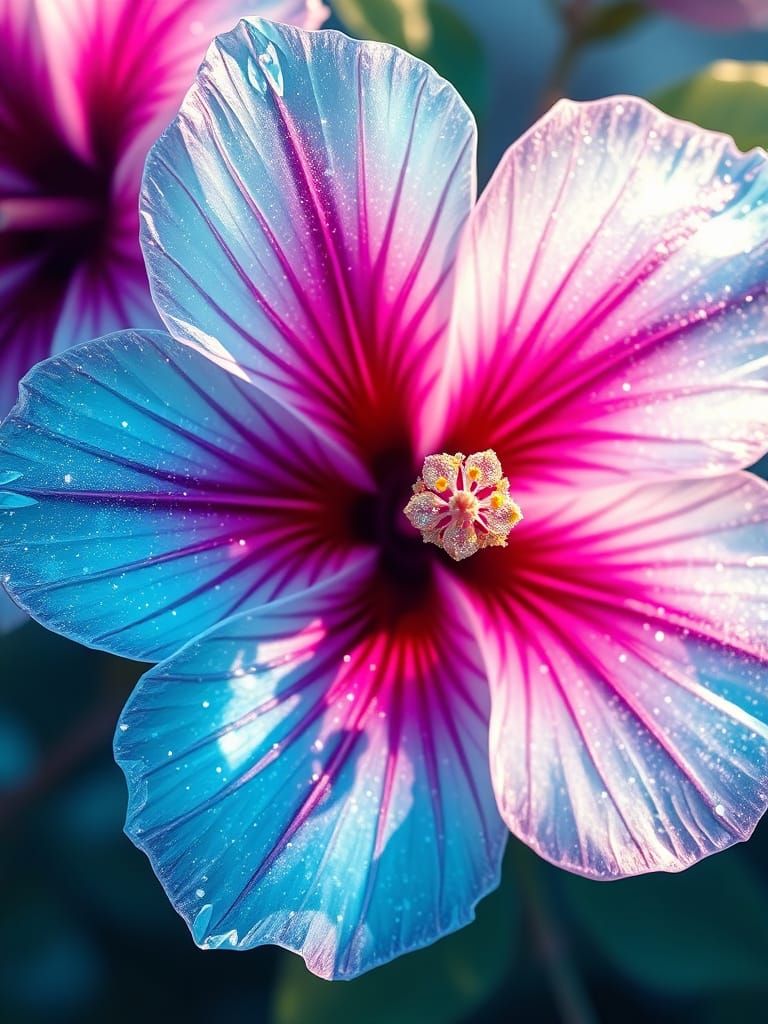 Crystal Hibiscus Flowers in Photorealistic Style