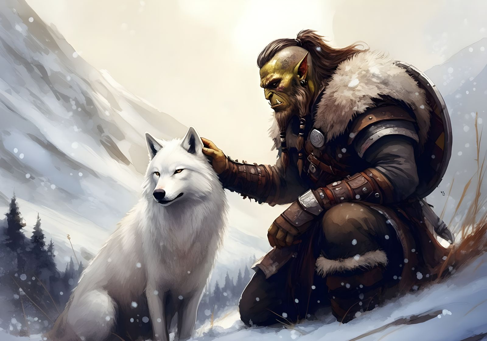 Orc Tamer in Winter Landscape