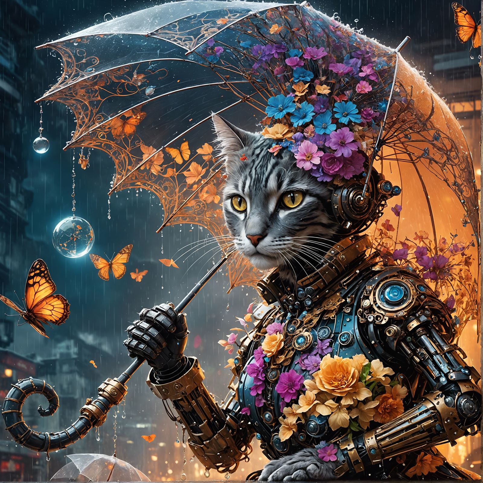 Half Cat Half Android Woman