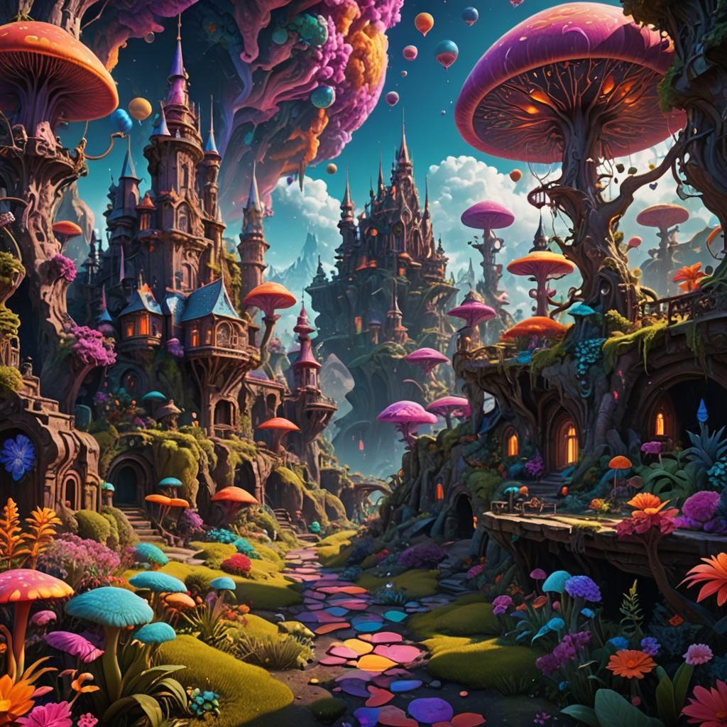 Psychedelic Mysterious World: Detailed Matte Painting