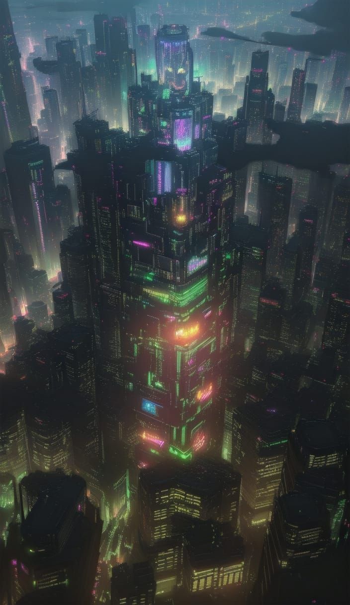 Cyberpunk Metropolis at Night: Neon Reflections