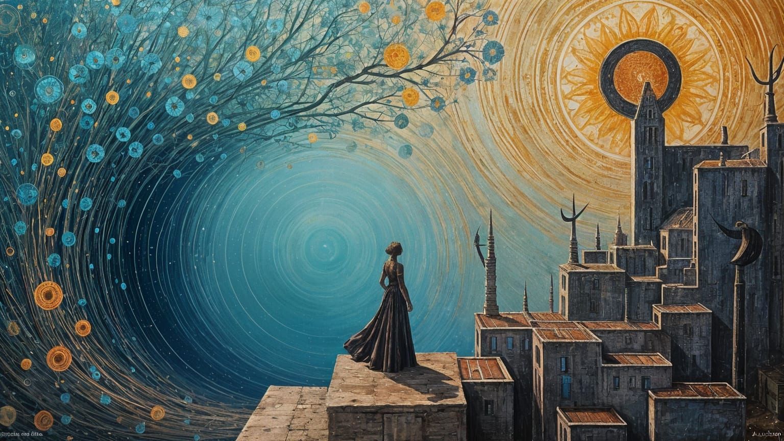 Surrealist Infinity Spiral in an Imaginary World