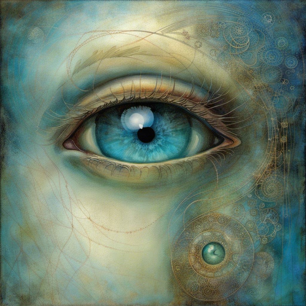 Expressive Blue Eye, Surrealist Painting