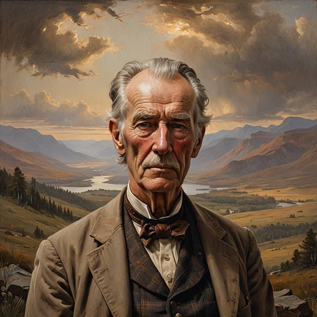 1876 American Portrait in Oil Painting Style