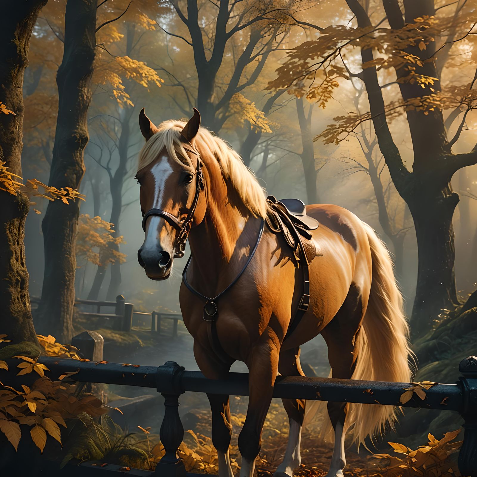 Blonde Racehorse Fall in Detailed Matte Painting
