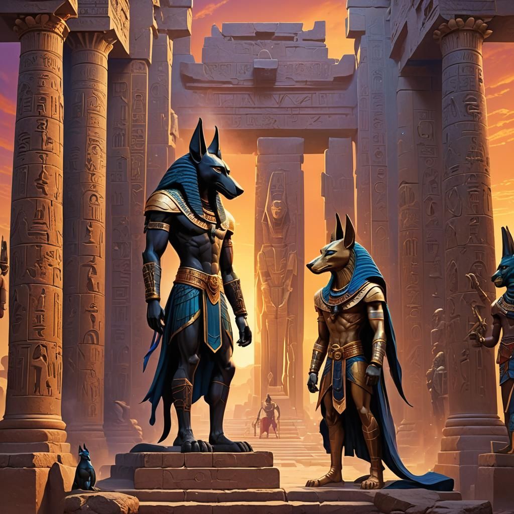 Anubis Guarding Mystical Temple: Matte Painting