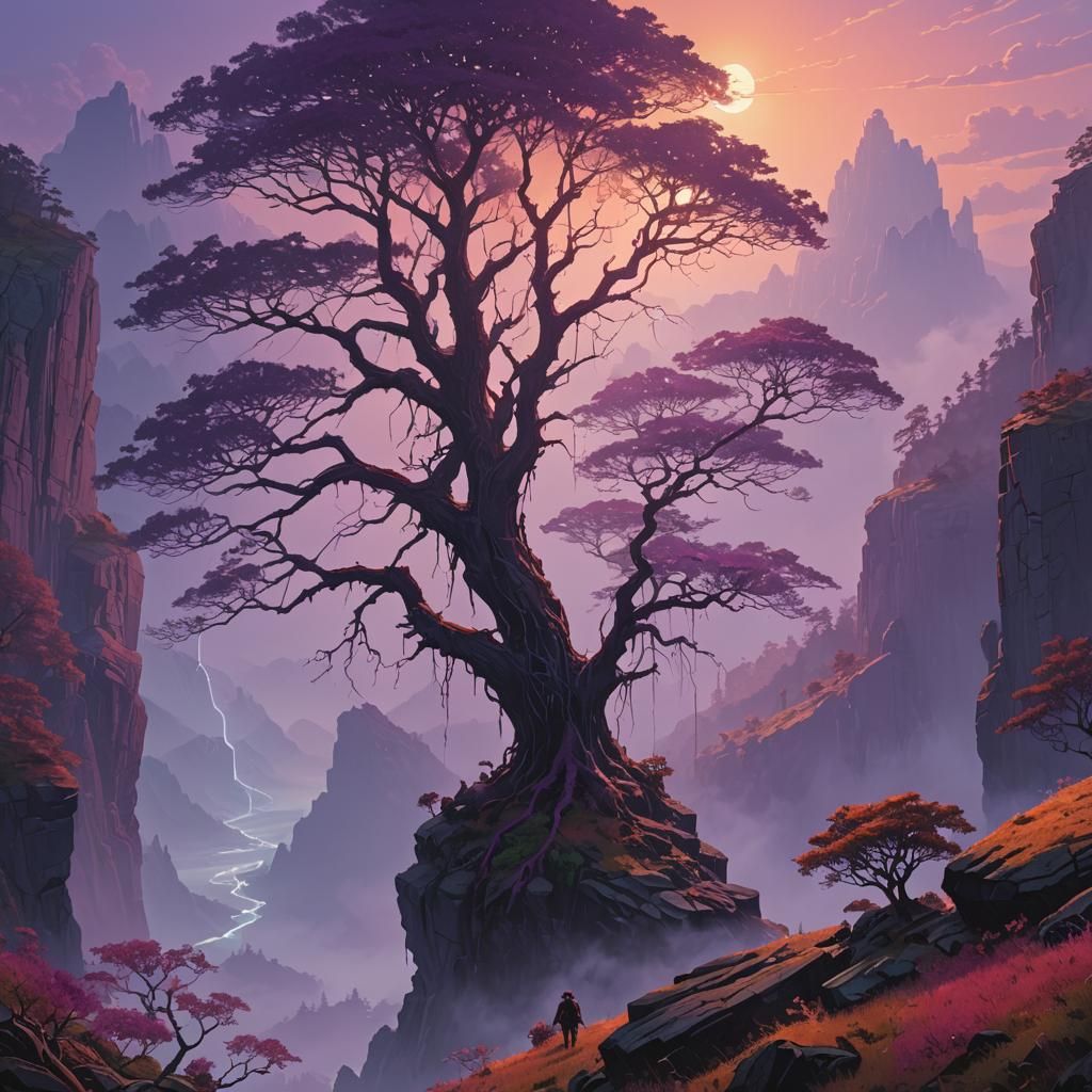 Celestial Being on Crystalline Cliffside Dreamscape